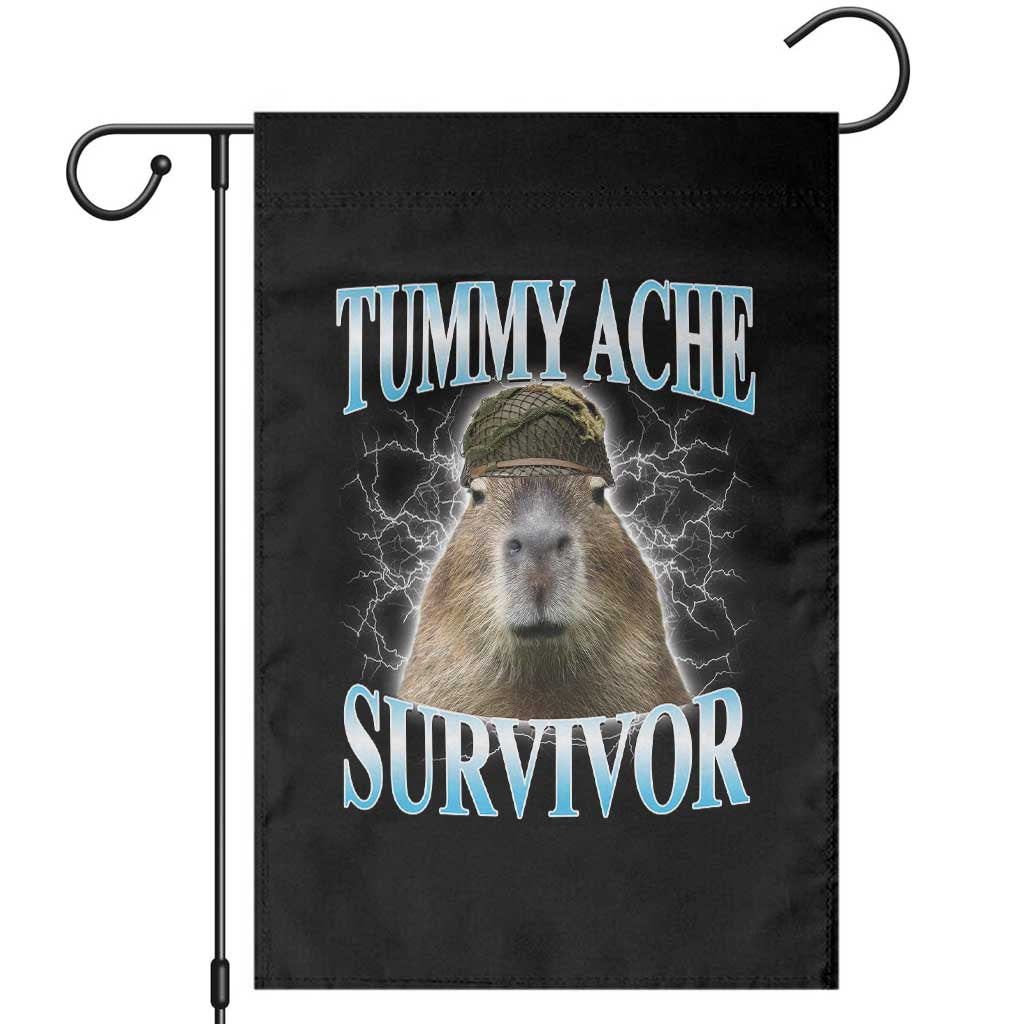 Tummy Ache Survivor Garden Flag Funny Capybara Meme For Animal Lover - Wonder Print Shop