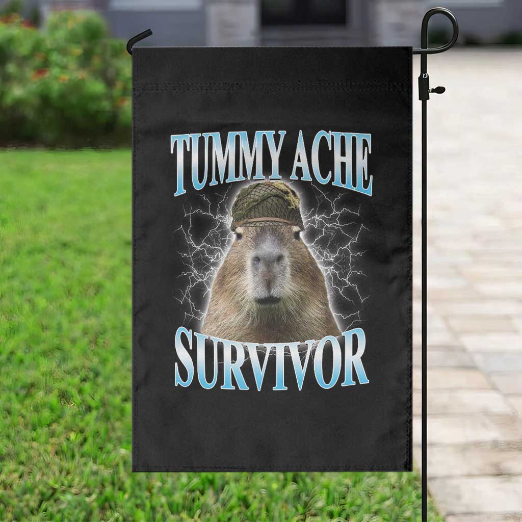 Tummy Ache Survivor Garden Flag Funny Capybara Meme For Animal Lover - Wonder Print Shop
