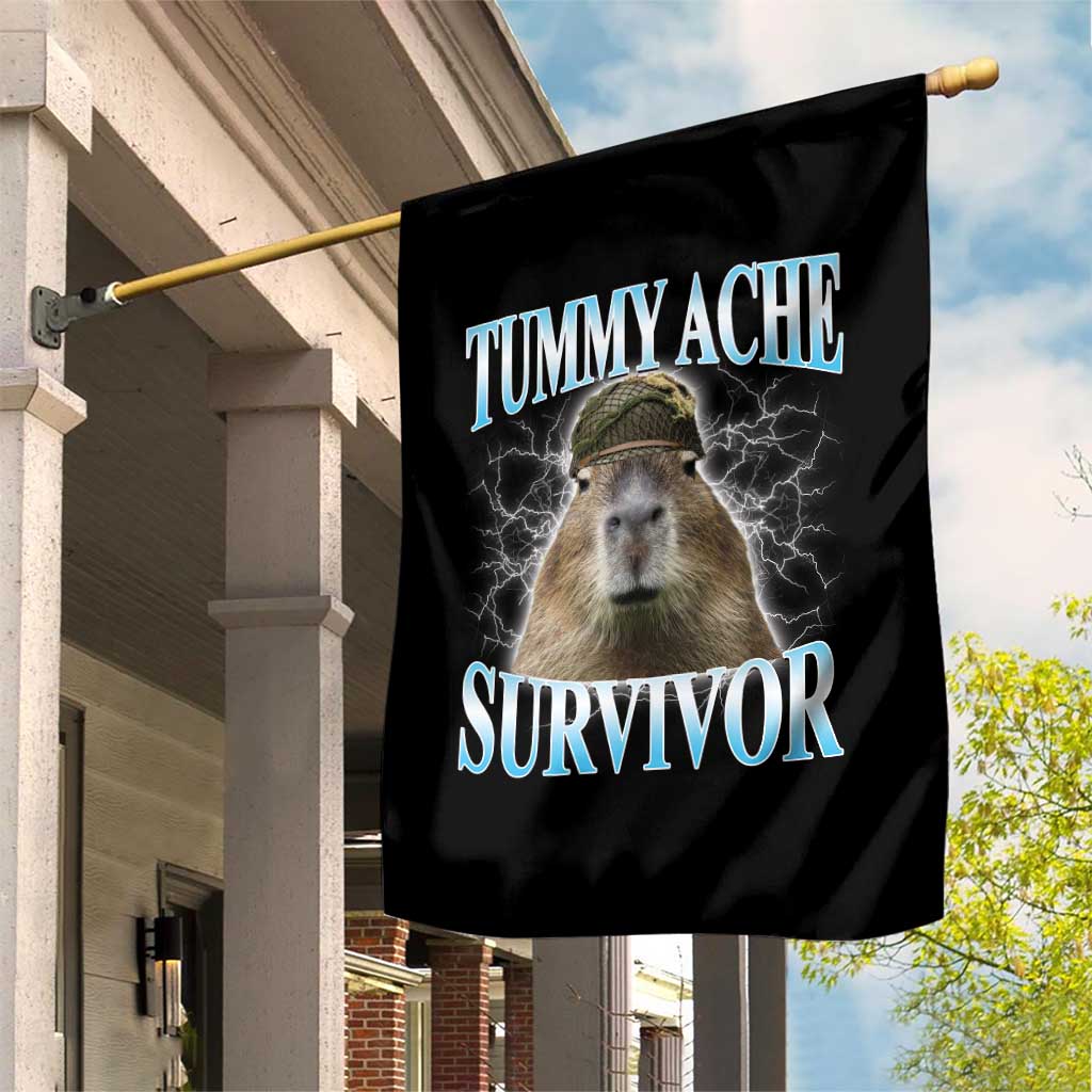 Tummy Ache Survivor Garden Flag Funny Capybara Meme For Animal Lover - Wonder Print Shop