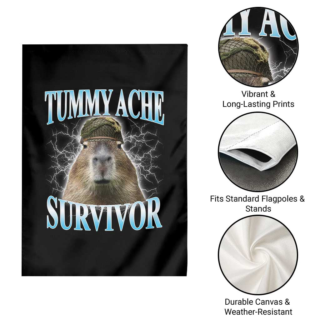 Tummy Ache Survivor Garden Flag Funny Capybara Meme For Animal Lover - Wonder Print Shop