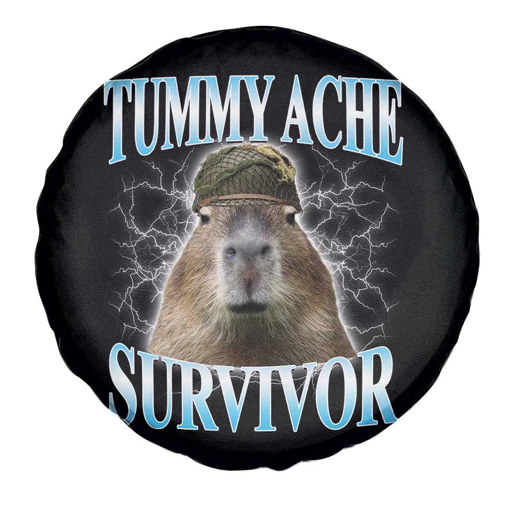 Tummy Ache Survivor Spare Tire Cover Funny Capybara Meme For Animal Lover - Wonder Print Shop