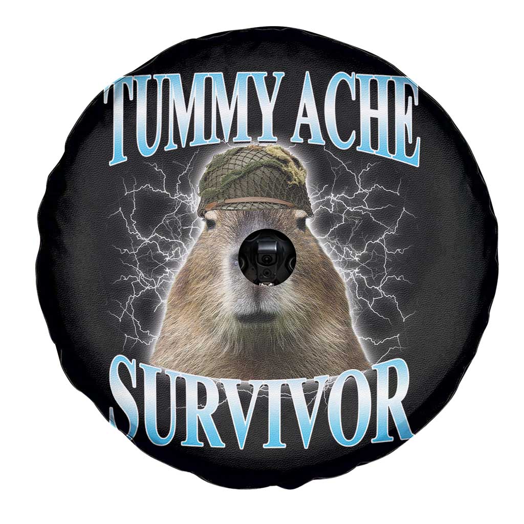 Tummy Ache Survivor Spare Tire Cover Funny Capybara Meme For Animal Lover - Wonder Print Shop