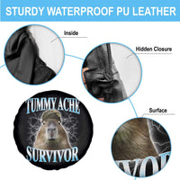 Tummy Ache Survivor Spare Tire Cover Funny Capybara Meme For Animal Lover - Wonder Print Shop