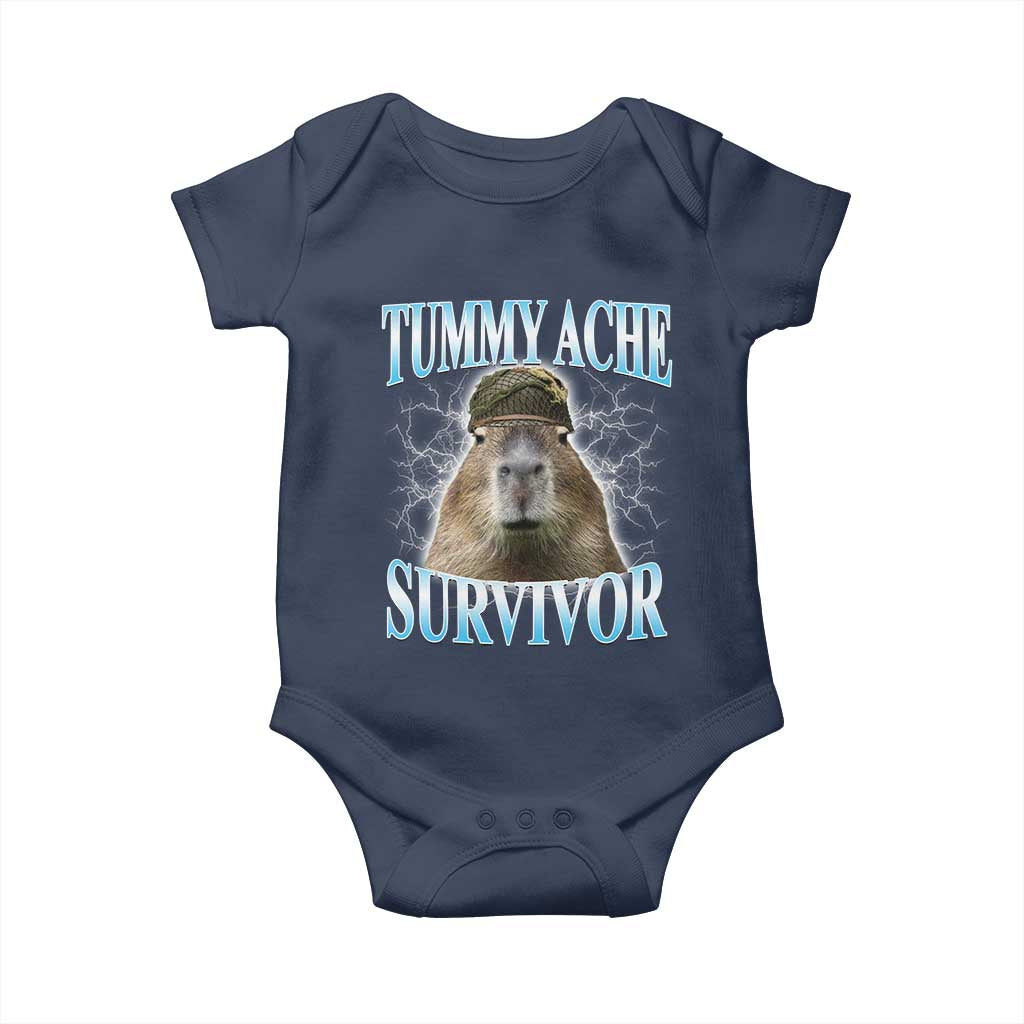 Tummy Ache Survivor Baby Onesie Funny Capybara Meme For Animal Lover - Wonder Print Shop