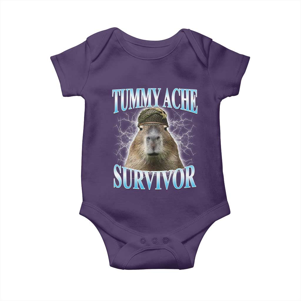 Tummy Ache Survivor Baby Onesie Funny Capybara Meme For Animal Lover - Wonder Print Shop