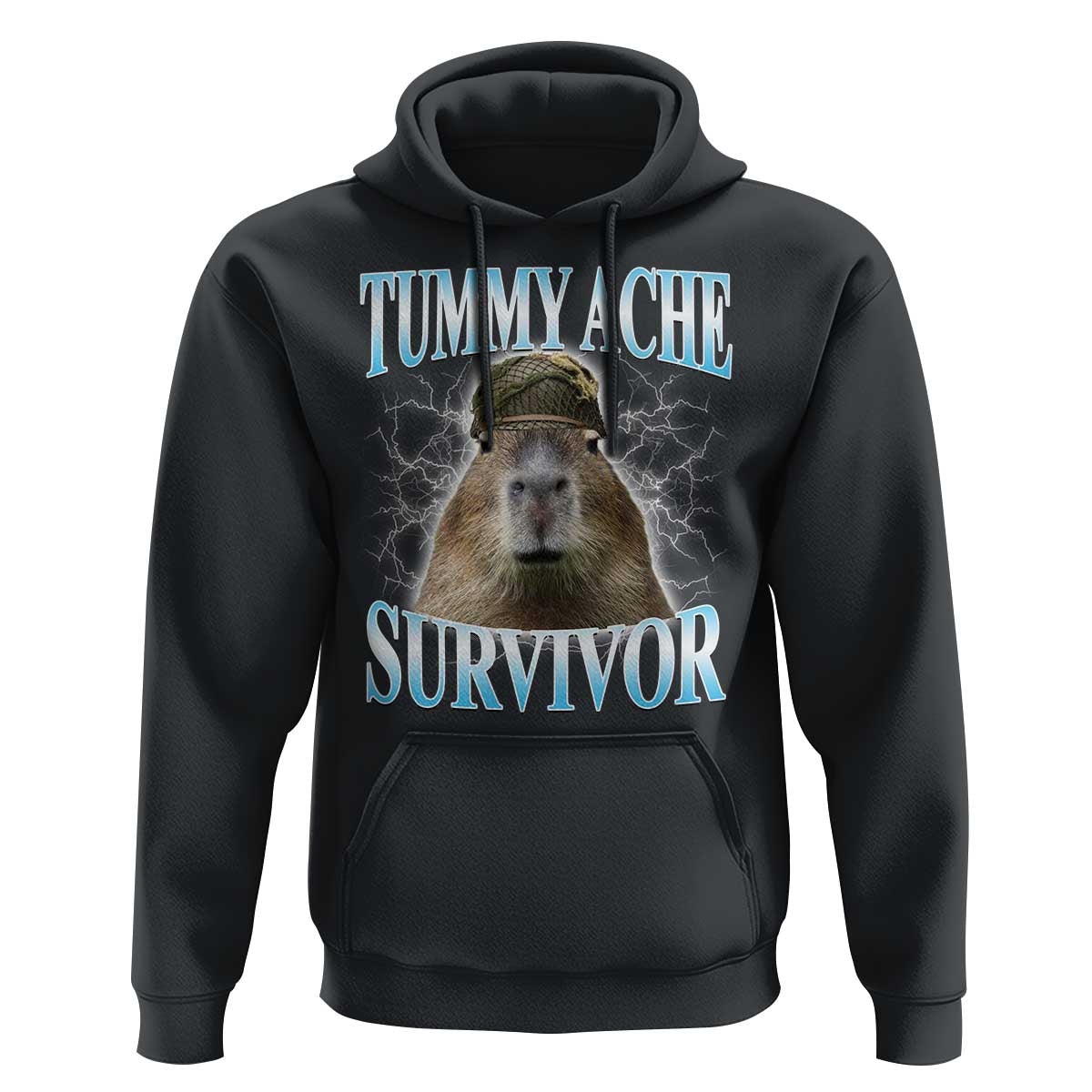 Tummy Ache Survivor Hoodie Funny Capybara Meme For Animal Lover - Wonder Print Shop