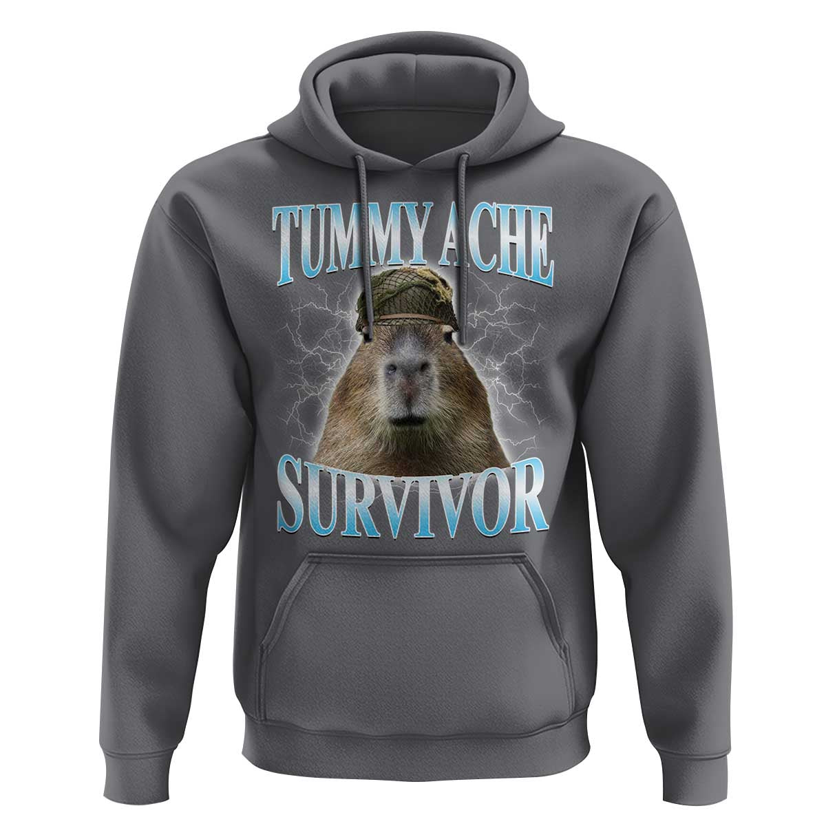 Tummy Ache Survivor Hoodie Funny Capybara Meme For Animal Lover - Wonder Print Shop