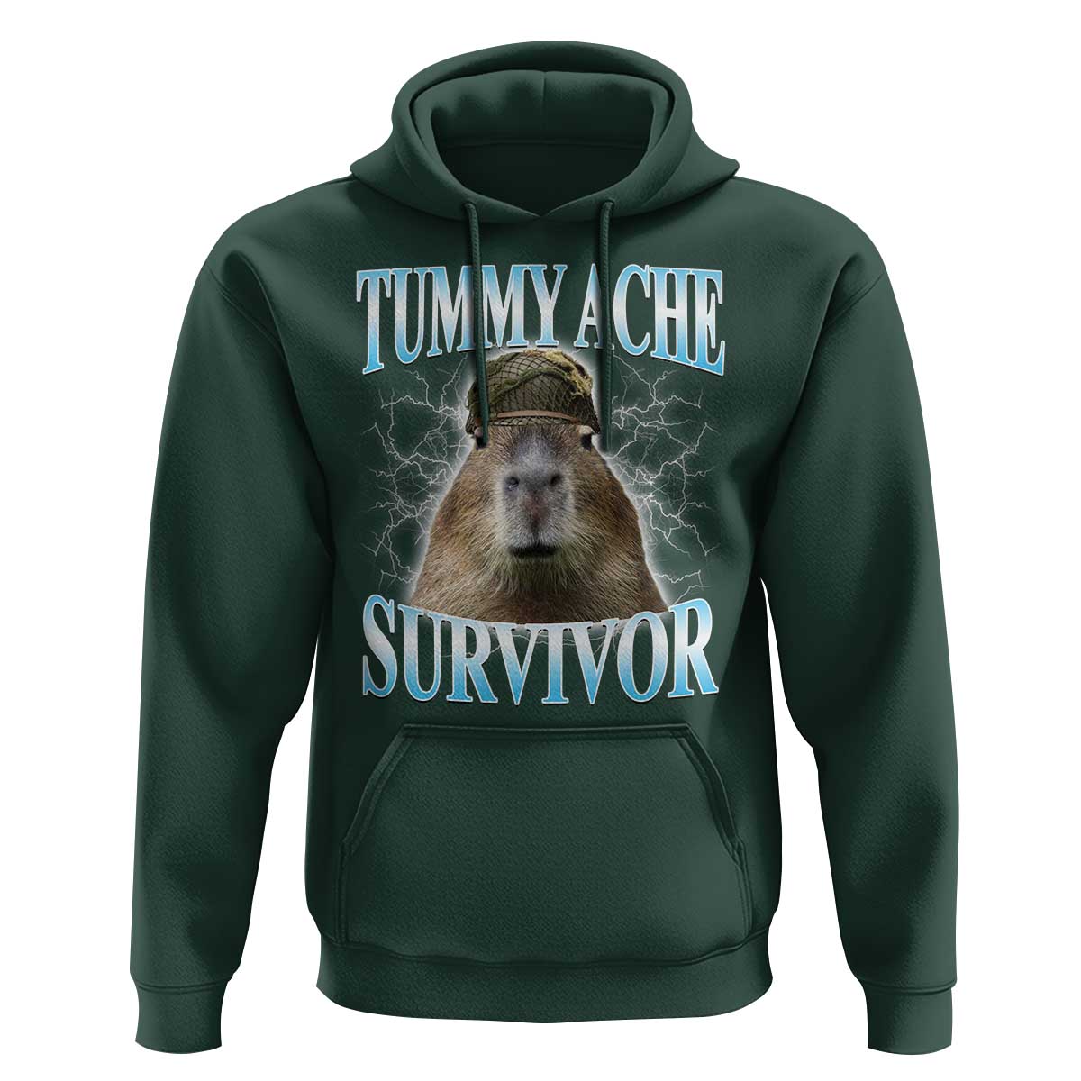 Tummy Ache Survivor Hoodie Funny Capybara Meme For Animal Lover - Wonder Print Shop