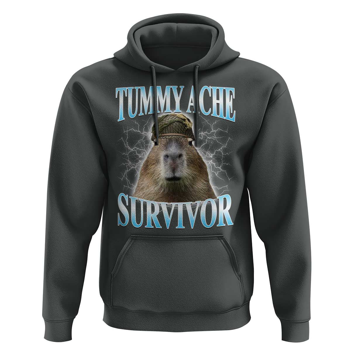Tummy Ache Survivor Hoodie Funny Capybara Meme For Animal Lover - Wonder Print Shop