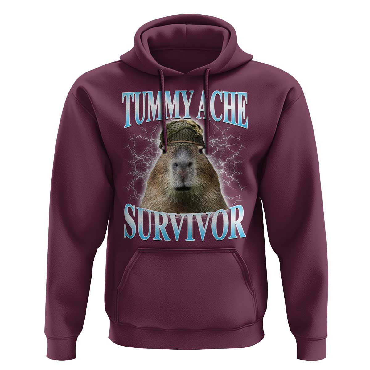 Tummy Ache Survivor Hoodie Funny Capybara Meme For Animal Lover - Wonder Print Shop