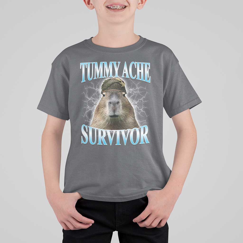 Tummy Ache Survivor T Shirt For Kid Funny Capybara Meme For Animal Lover - Wonder Print Shop