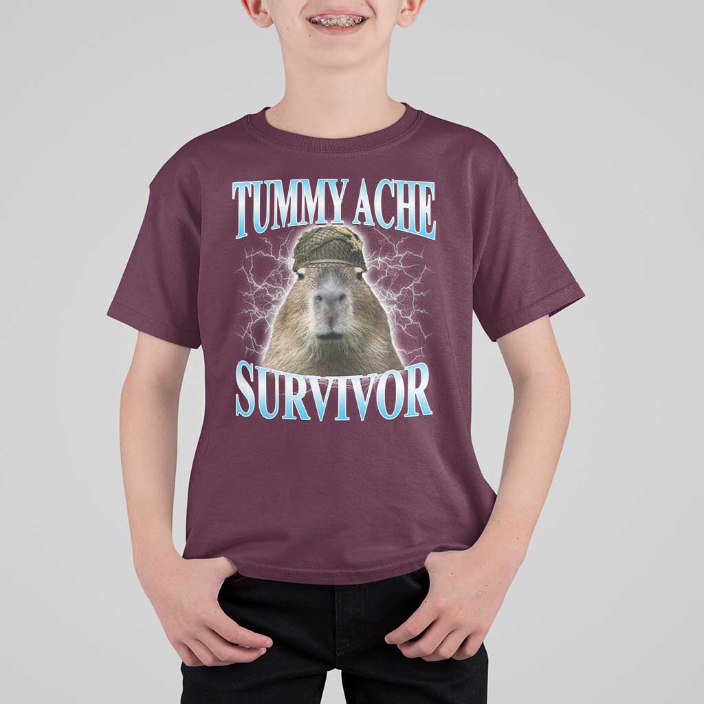 Tummy Ache Survivor T Shirt For Kid Funny Capybara Meme For Animal Lover - Wonder Print Shop