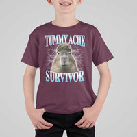 Tummy Ache Survivor T Shirt For Kid Funny Capybara Meme For Animal Lover - Wonder Print Shop