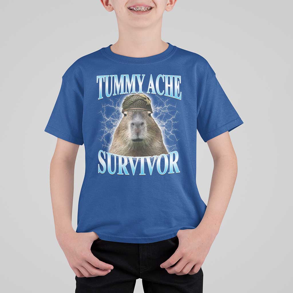 Tummy Ache Survivor T Shirt For Kid Funny Capybara Meme For Animal Lover - Wonder Print Shop