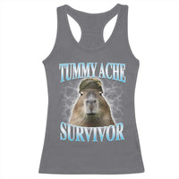 Tummy Ache Survivor Racerback Tank Top Funny Capybara Meme For Animal Lover - Wonder Print Shop