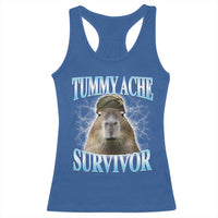 Tummy Ache Survivor Racerback Tank Top Funny Capybara Meme For Animal Lover - Wonder Print Shop