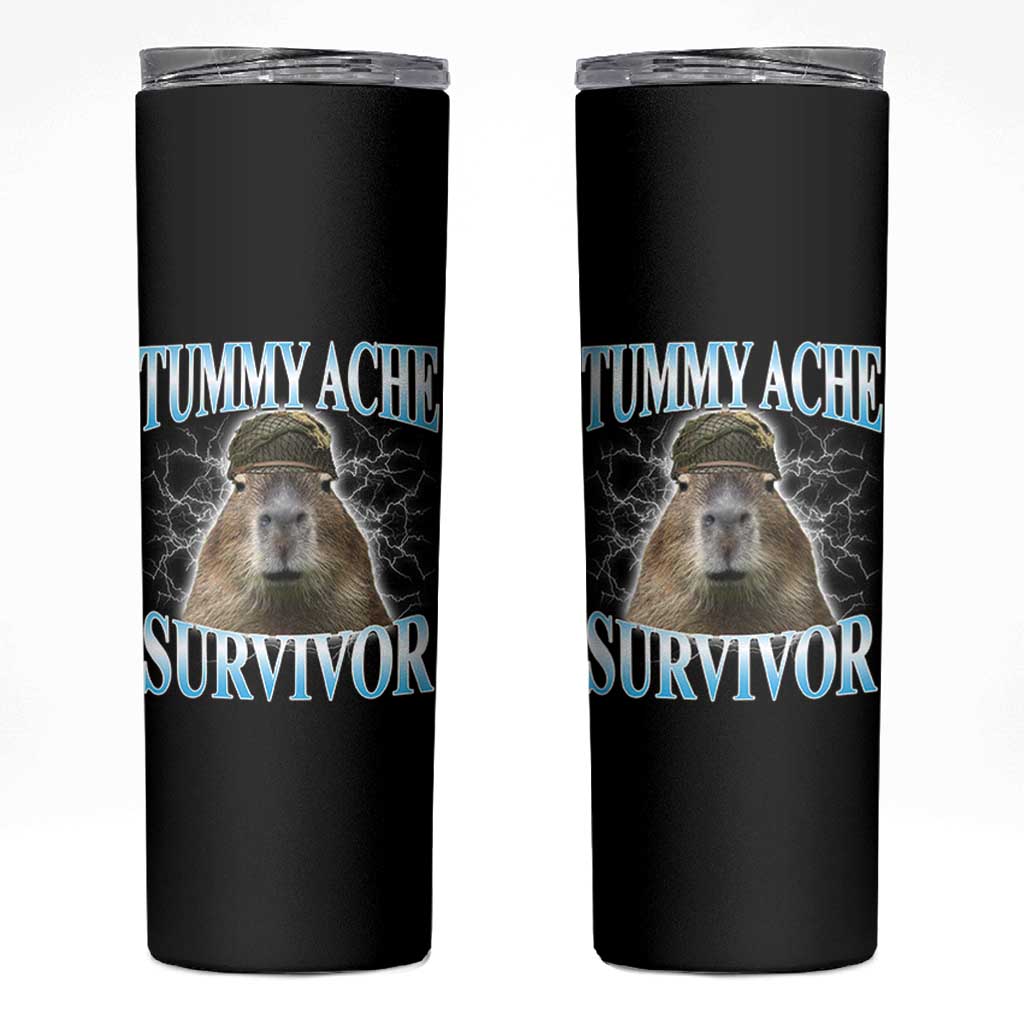Tummy Ache Survivor Skinny Tumbler Funny Capybara Meme For Animal Lover