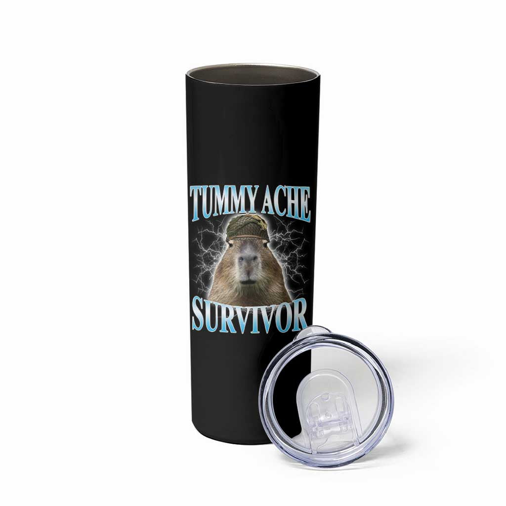 Tummy Ache Survivor Skinny Tumbler Funny Capybara Meme For Animal Lover