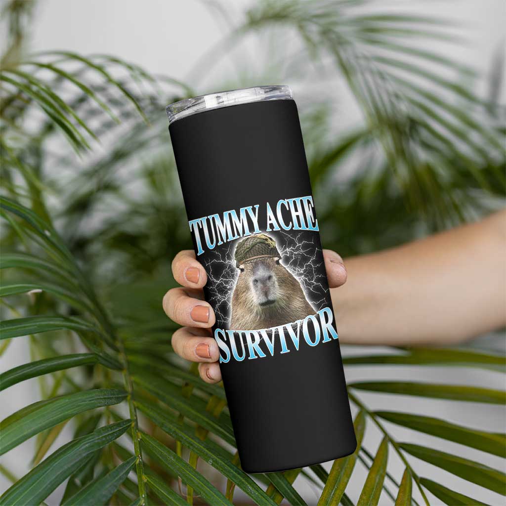 Tummy Ache Survivor Skinny Tumbler Funny Capybara Meme For Animal Lover