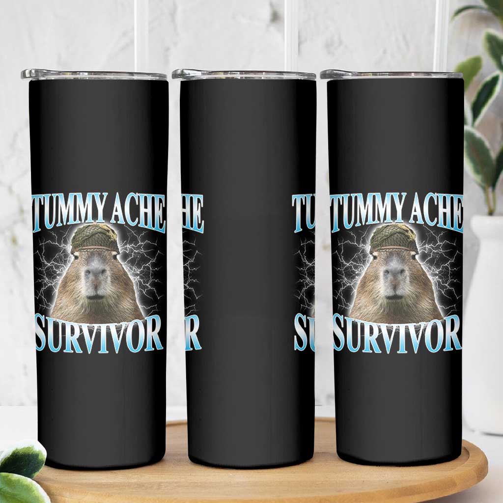Tummy Ache Survivor Skinny Tumbler Funny Capybara Meme For Animal Lover
