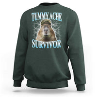 Tummy Ache Survivor Sweatshirt Funny Capybara Meme For Animal Lover - Wonder Print Shop
