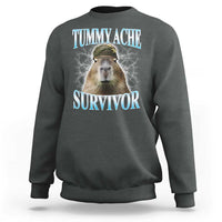 Tummy Ache Survivor Sweatshirt Funny Capybara Meme For Animal Lover - Wonder Print Shop