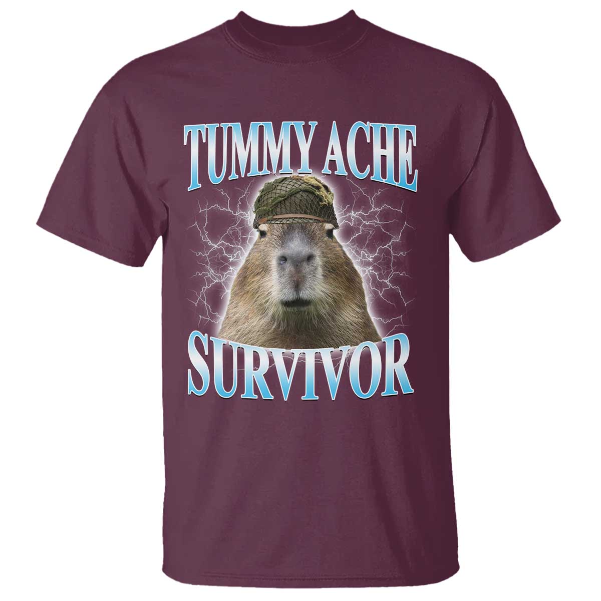 Tummy Ache Survivor T Shirt Funny Capybara Meme For Animal Lover - Wonder Print Shop