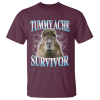 Tummy Ache Survivor T Shirt Funny Capybara Meme For Animal Lover - Wonder Print Shop