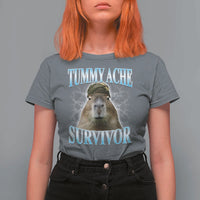Tummy Ache Survivor T Shirt For Women Funny Capybara Meme For Animal Lover - Wonder Print Shop