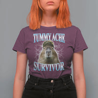 Tummy Ache Survivor T Shirt For Women Funny Capybara Meme For Animal Lover - Wonder Print Shop