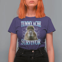 Tummy Ache Survivor T Shirt For Women Funny Capybara Meme For Animal Lover - Wonder Print Shop