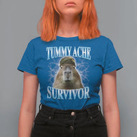Tummy Ache Survivor T Shirt For Women Funny Capybara Meme For Animal Lover - Wonder Print Shop