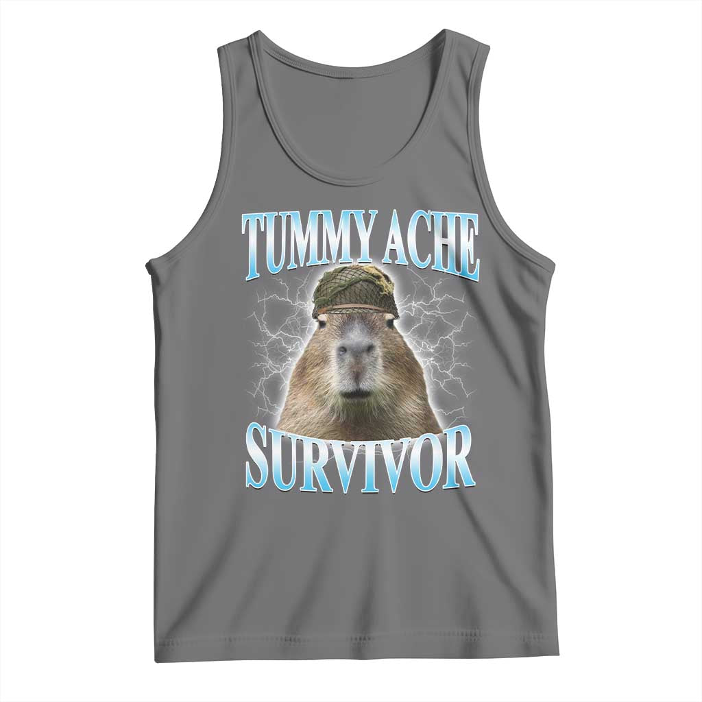 Tummy Ache Survivor Tank Top Funny Capybara Meme For Animal Lover - Wonder Print Shop