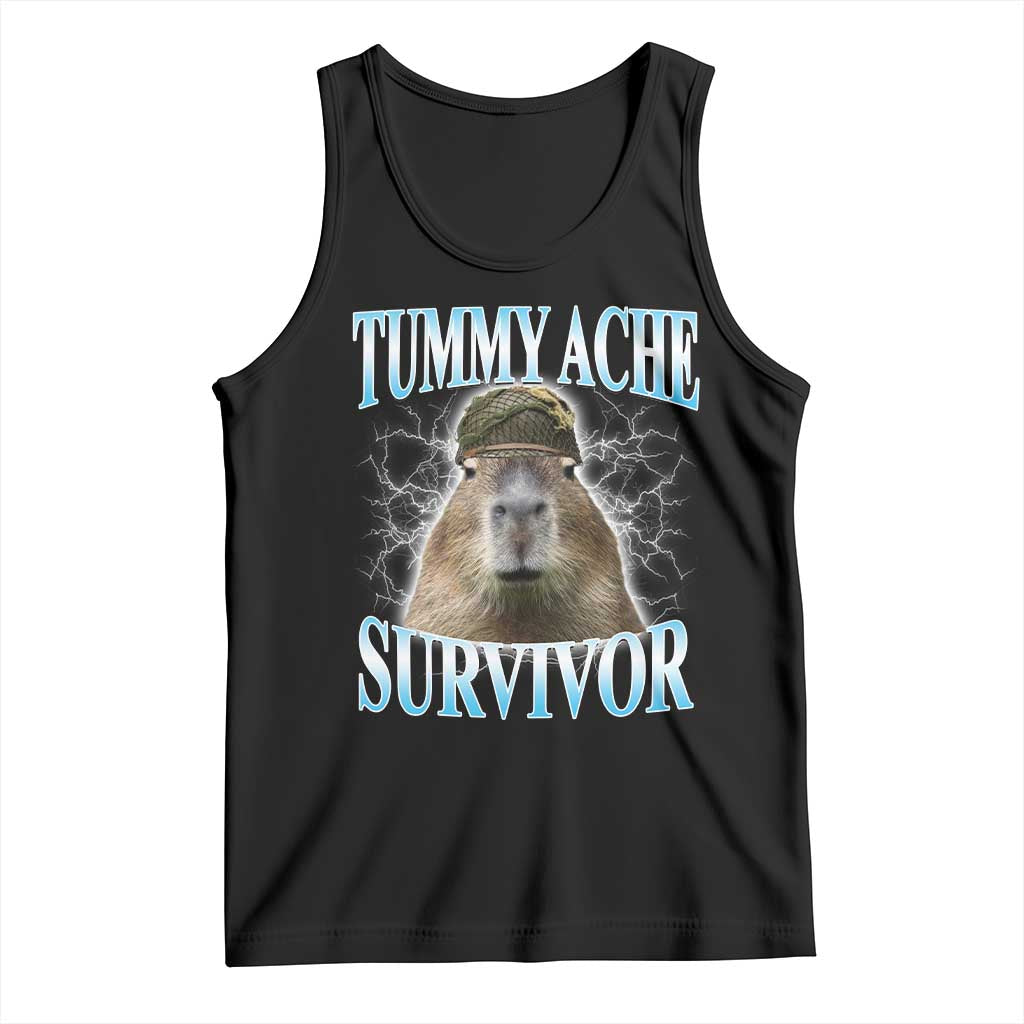 Tummy Ache Survivor Tank Top Funny Capybara Meme For Animal Lover - Wonder Print Shop