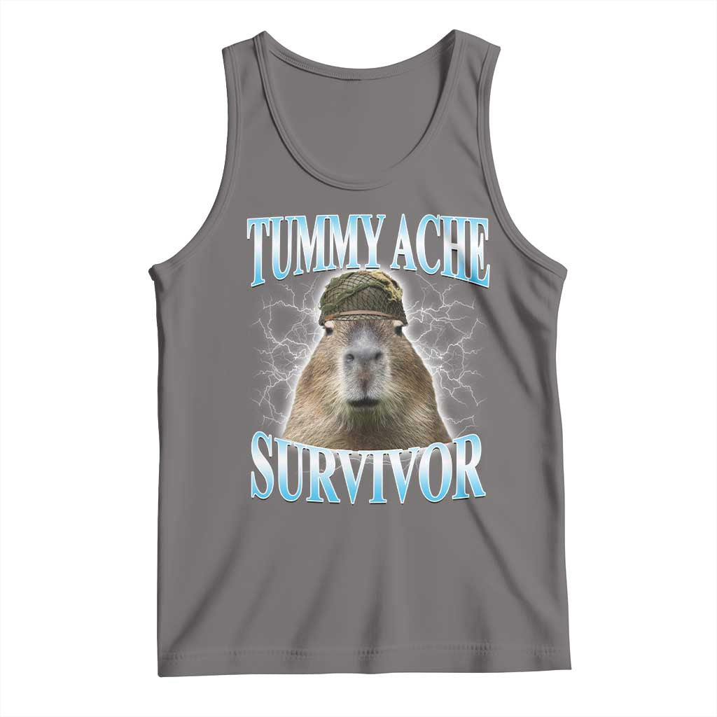 Tummy Ache Survivor Tank Top Funny Capybara Meme For Animal Lover - Wonder Print Shop