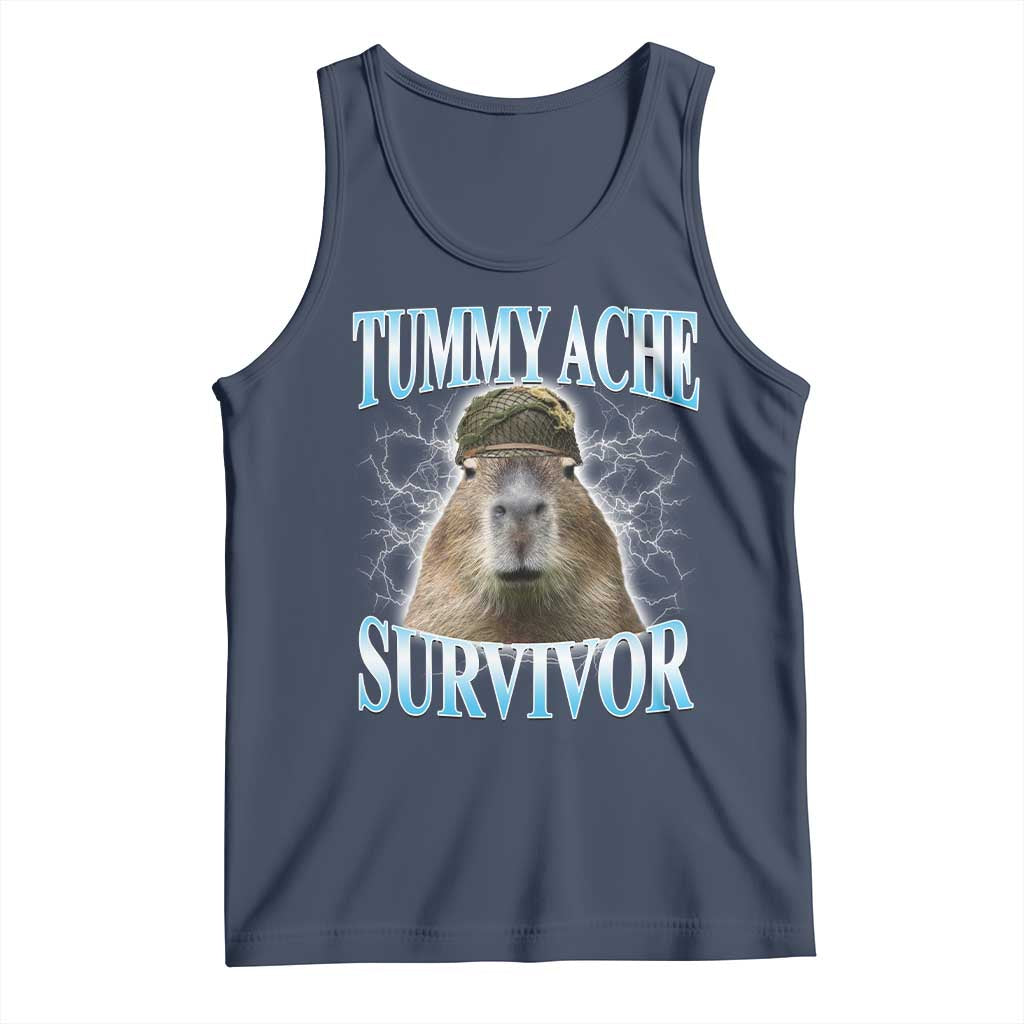Tummy Ache Survivor Tank Top Funny Capybara Meme For Animal Lover - Wonder Print Shop