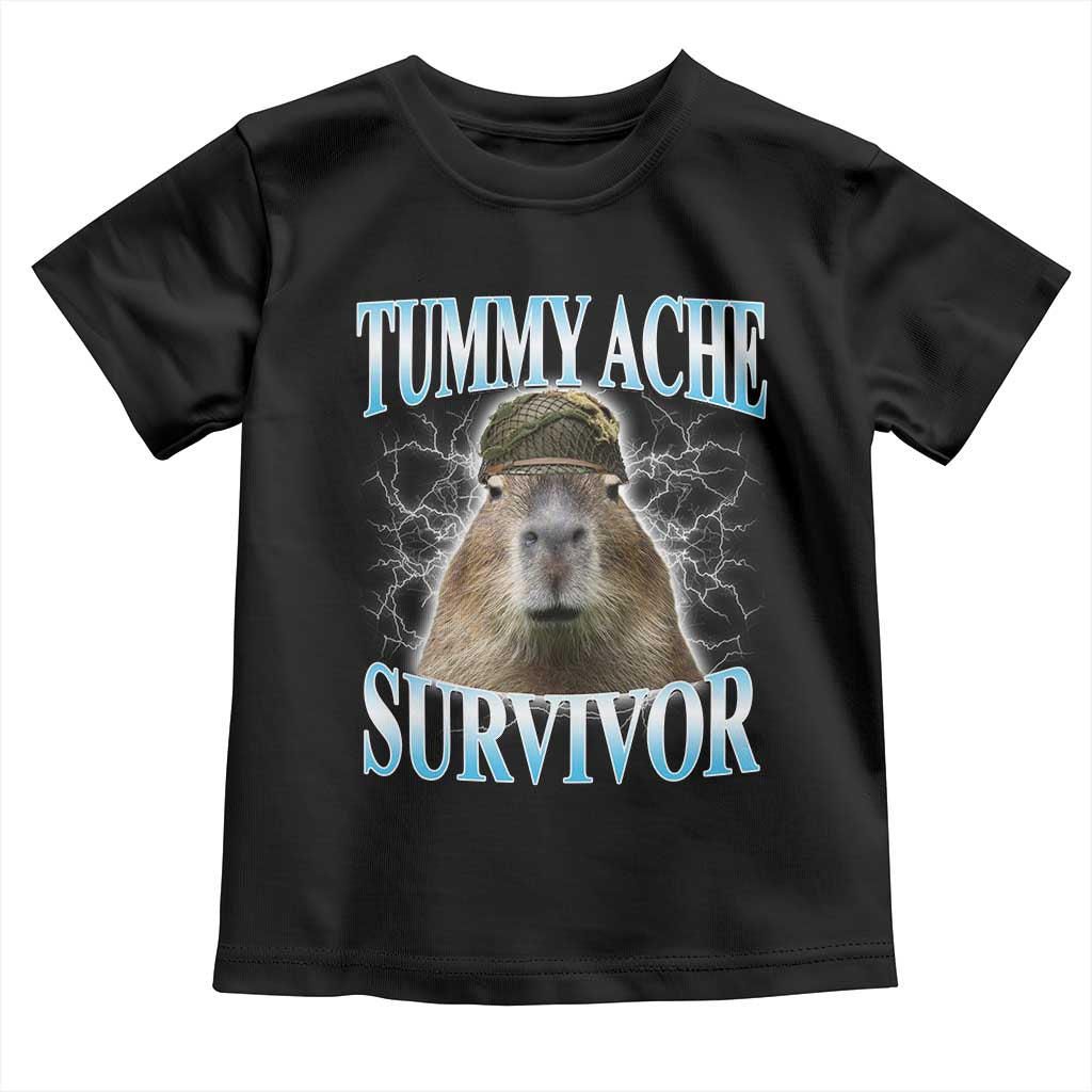 Tummy Ache Survivor Toddler T Shirt Funny Capybara Meme For Animal Lover - Wonder Print Shop