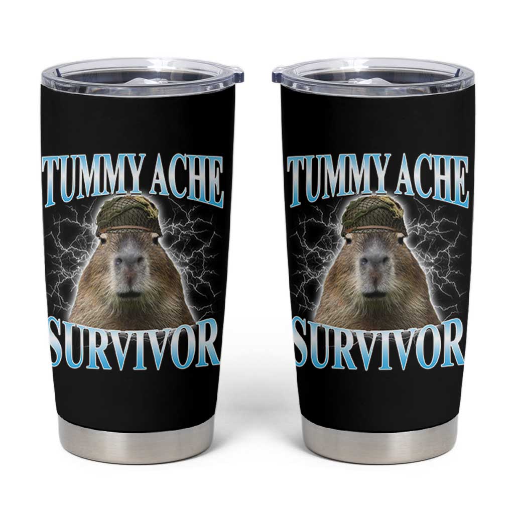 Tummy Ache Survivor Tumbler Cup Funny Capybara Meme For Animal Lover
