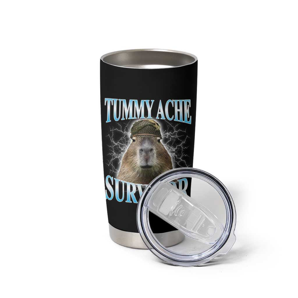 Tummy Ache Survivor Tumbler Cup Funny Capybara Meme For Animal Lover