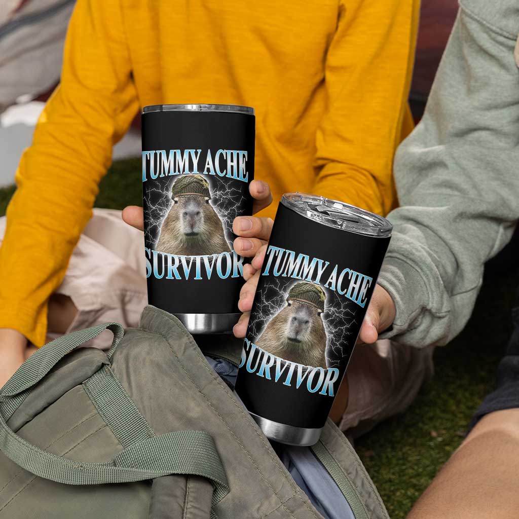 Tummy Ache Survivor Tumbler Cup Funny Capybara Meme For Animal Lover