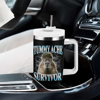 Tummy Ache Survivor Tumbler With Handle Funny Capybara Meme For Animal Lover