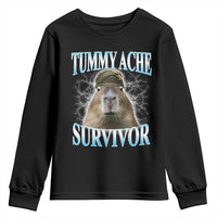 Tummy Ache Survivor Youth Sweatshirt Funny Capybara Meme For Animal Lover - Wonder Print Shop
