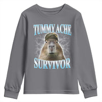 Tummy Ache Survivor Youth Sweatshirt Funny Capybara Meme For Animal Lover - Wonder Print Shop