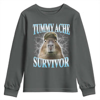 Tummy Ache Survivor Youth Sweatshirt Funny Capybara Meme For Animal Lover - Wonder Print Shop