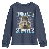 Tummy Ache Survivor Youth Sweatshirt Funny Capybara Meme For Animal Lover - Wonder Print Shop