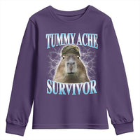 Tummy Ache Survivor Youth Sweatshirt Funny Capybara Meme For Animal Lover - Wonder Print Shop