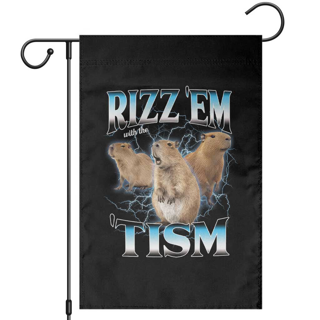 Autism Capybara Garden Flag Funny Rizz Em With The Tism - Wonder Print Shop