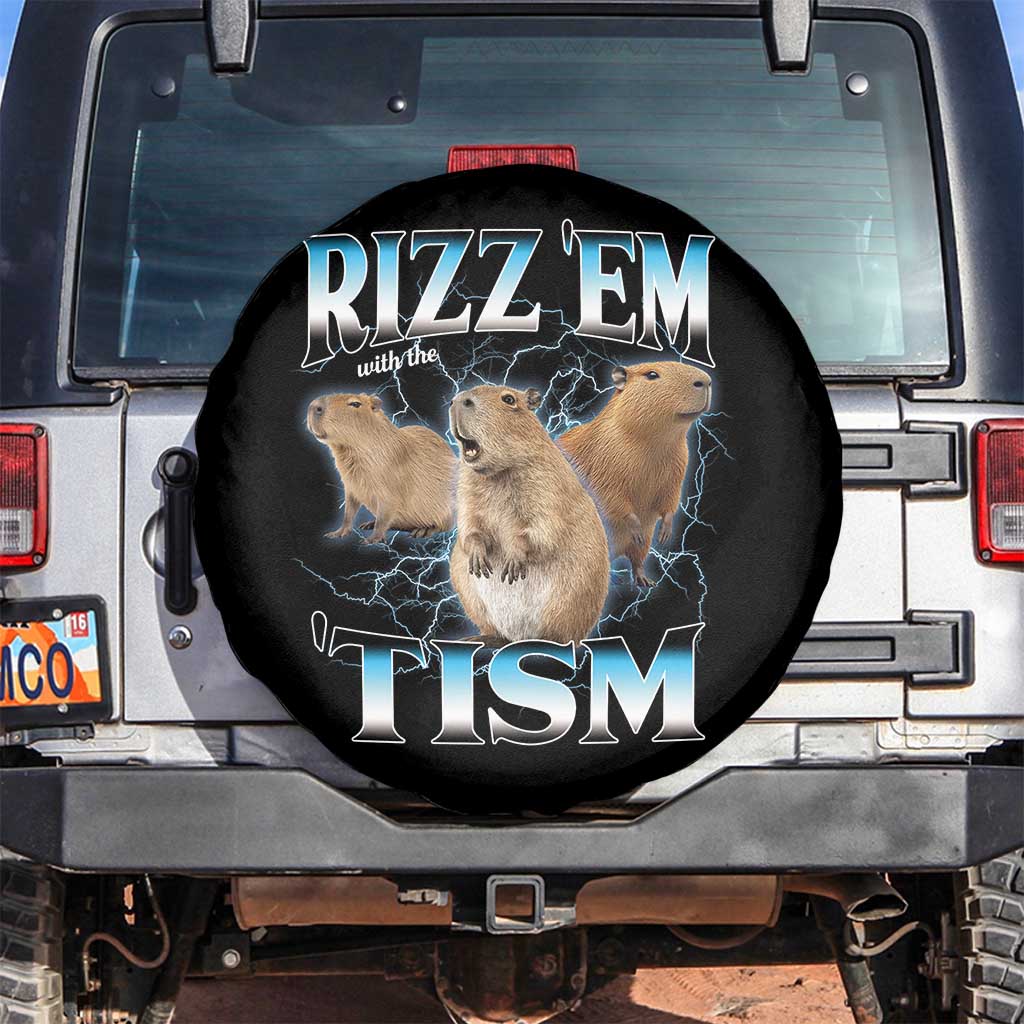 Autism Capybara Spare Tire Cover Funny Rizz Em With The Tism - Wonder Print Shop