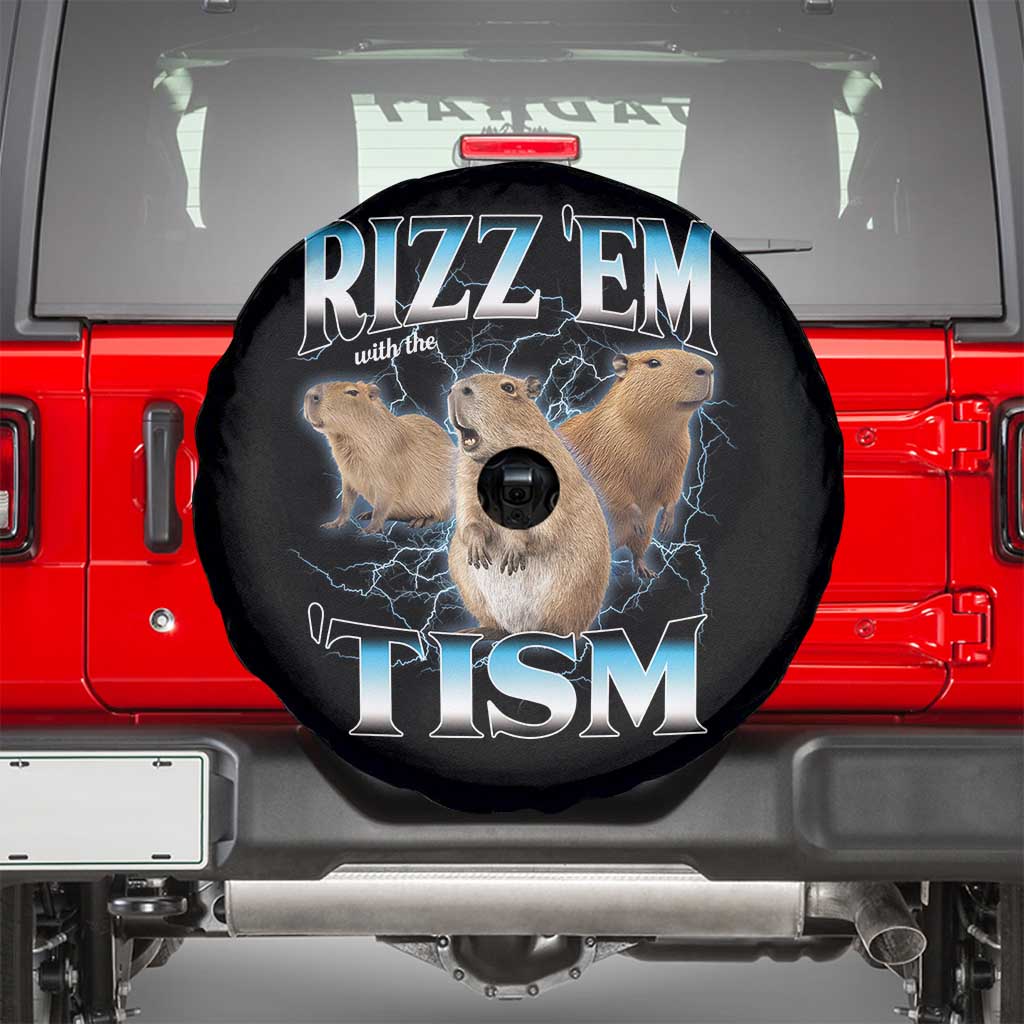 Autism Capybara Spare Tire Cover Funny Rizz Em With The Tism - Wonder Print Shop