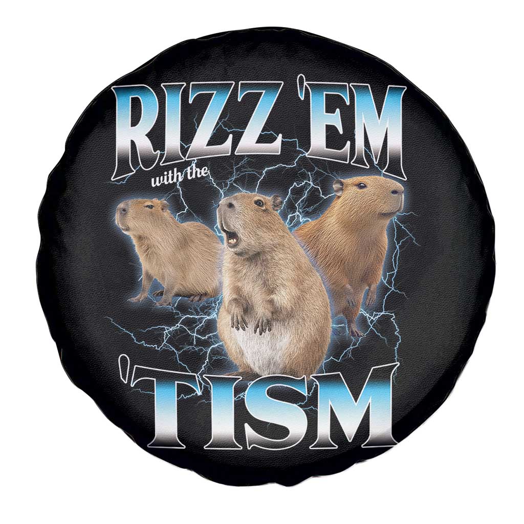Autism Capybara Spare Tire Cover Funny Rizz Em With The Tism - Wonder Print Shop